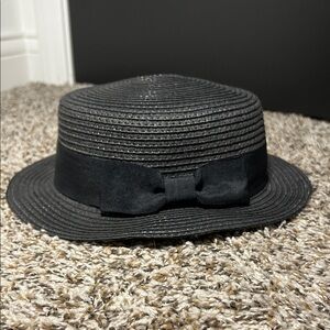 Cato Black Straw Hat with Bow